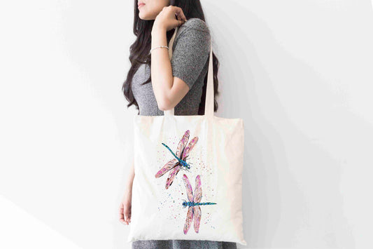 Personalised Dragonfly Tote Bag, Animal Themed Shopping Bag,  Eco-Friendly Reusable Bag, School Bag