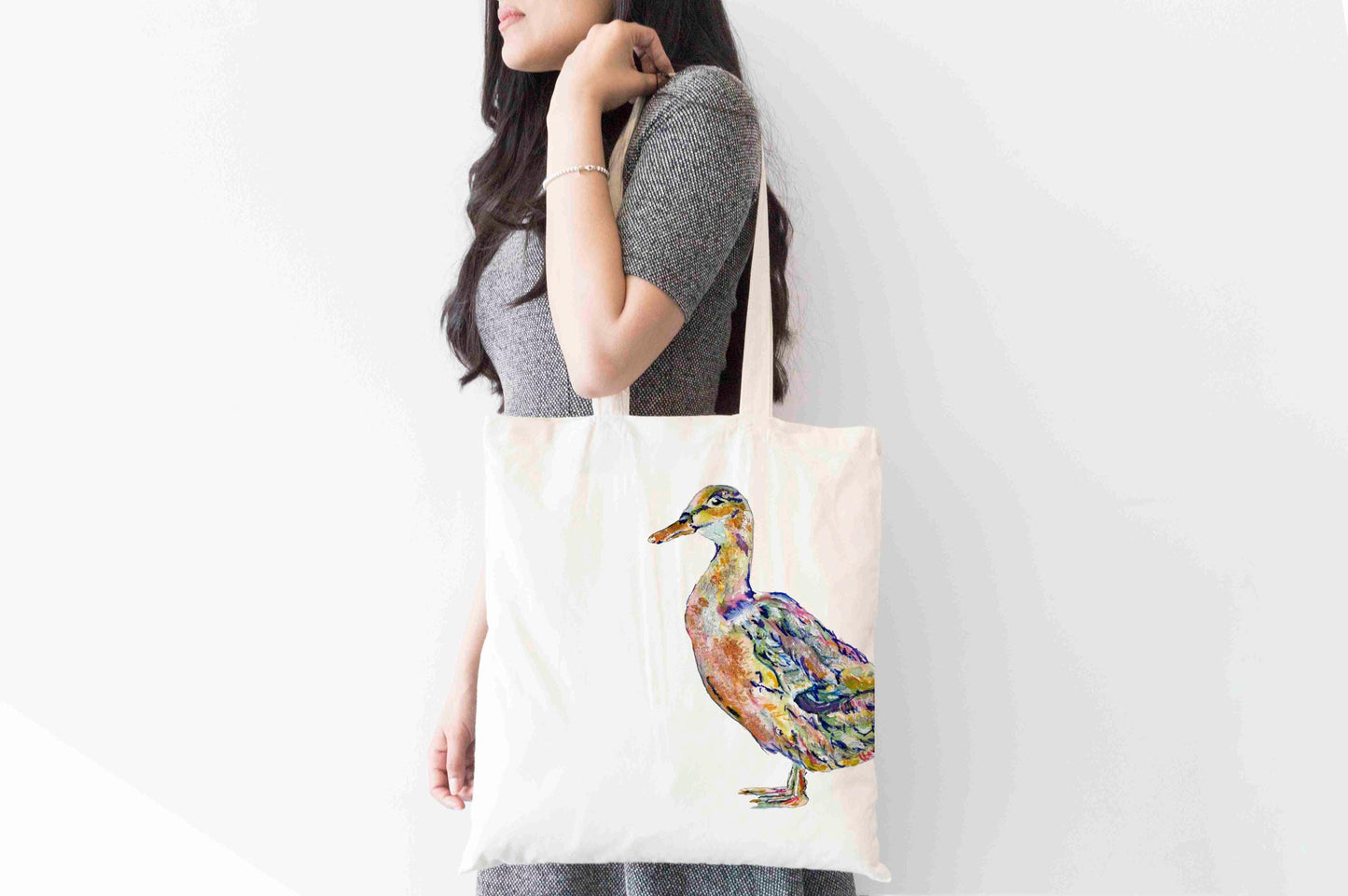 Personalised Duck Tote Bag, Animal Themed Shopping Bag,  Eco-Friendly Reusable Bag, School Bag