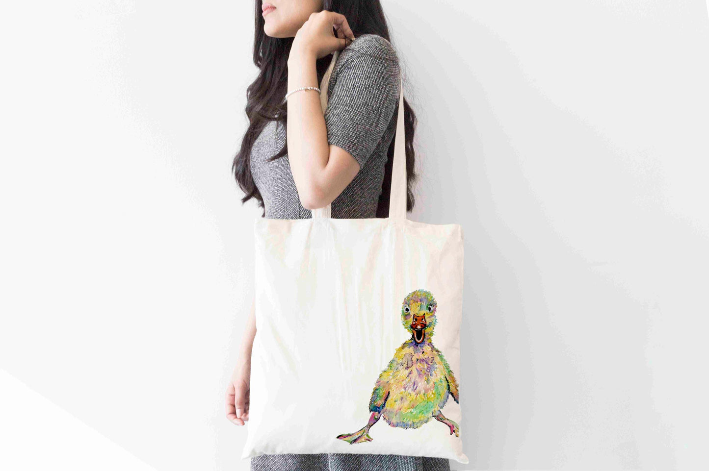 Personalised Duckling Tote Bag, Animal Themed Shopping Bag,  Eco-Friendly Reusable Bag, School Bag