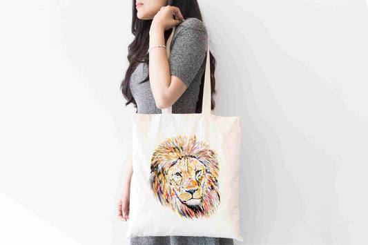 Personalised Lion Tote Bag, Animal Themed Shopping Bag,  Eco-Friendly Reusable Bag, School Bag