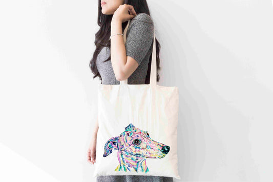 Personalised Grey Hound Tote Bag, Dog Breed Shopping Bag,  Eco-Friendly Reusable Bag, School Bag