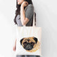 Personalised Pug Tote Bag, Dog Breed Shopping Bag,  Eco-Friendly Reusable Bag, School Bag