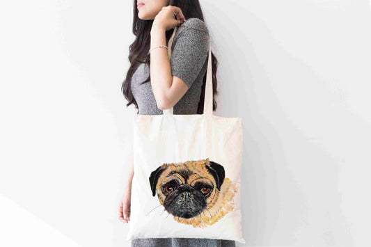 Personalised Pug Tote Bag, Dog Breed Shopping Bag,  Eco-Friendly Reusable Bag, School Bag