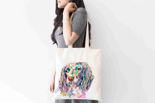 Personalised Spaniel Tote Bag, Dog Breed Shopping Bag,  Eco-Friendly Reusable Bag, School Bag