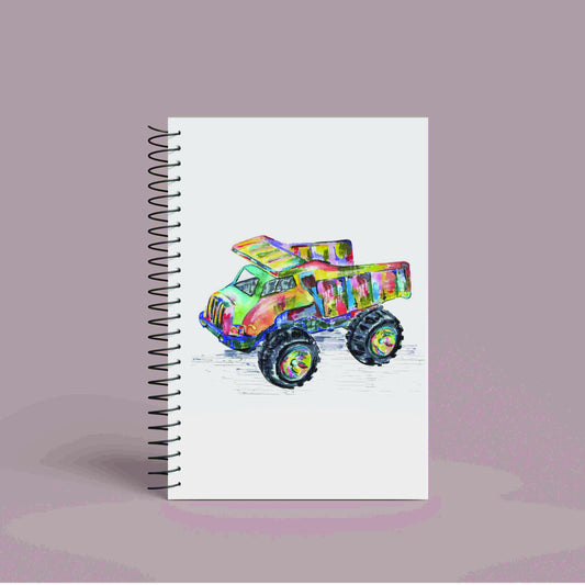 A5 Personalised Dumper Truck Notebook | 60 Pages | Lined or Plain Paper | Matching Wrapping Paper Available | Custom Notebook Gift