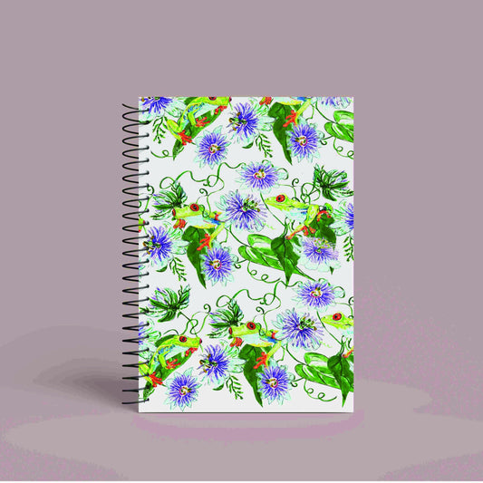 A5 Personalised Floral Frog Notebook | 60 Pages | Lined or Plain Paper | Matching Wrapping Paper Available | Custom Notebook Gift