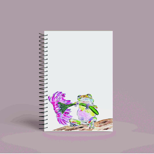 Personalised Custom A5 Frog Themed Notebook | Lined or Plain | Matching Wrapping Paper | 60 Pages | Wire Bound