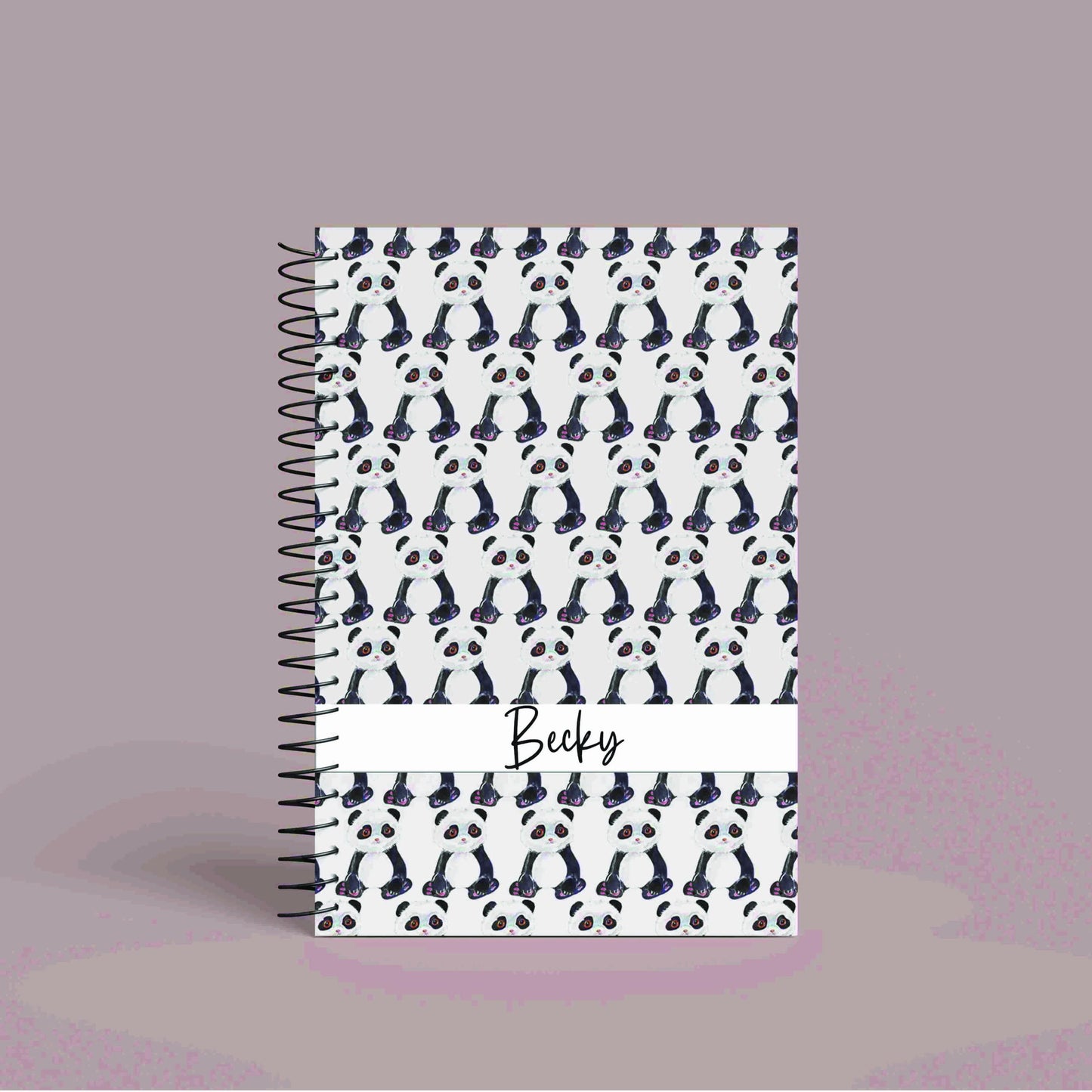 A5 Personalised Panda Notebook | 60 Pages | Lined or Plain Paper | Matching Wrapping Paper Available | Custom Notebook Gift