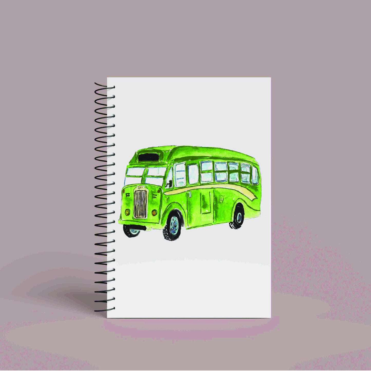 Personalised A5 Green Vintage Bus Notebook | 60 Pages Lined or Plain | Custom Retro Bus Design | Unique Gift for Bus Enthusiasts