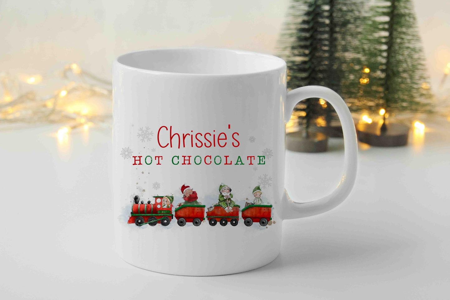 Personalised Christmas Train Mug | Custom Name Mug | Festive Hot Chocolate Cup | Christmas Gift for Him & Her | Holiday Drinkware