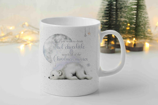 Personalised Polar Bear Christmas Mug | Custom Name Mug | Festive Hot Chocolate Cup | Christmas Gift for Him & Her | Holiday Drinkware