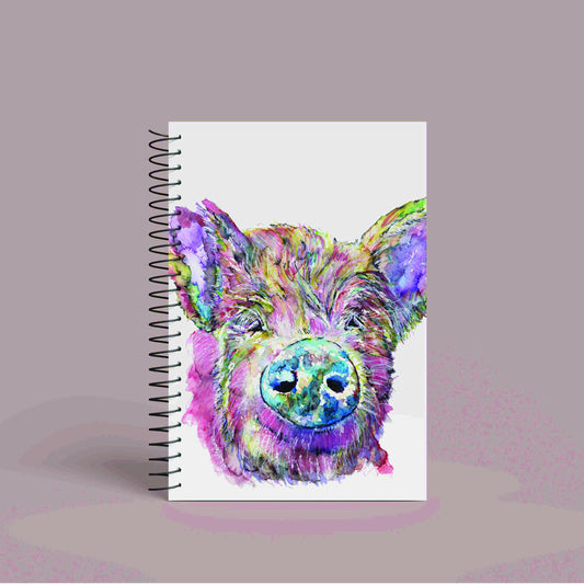 Personalised Custom A5 Pig Themed Notebook | Lined or Plain | Matching Wrapping Paper | 60 Pages | Wire Bound