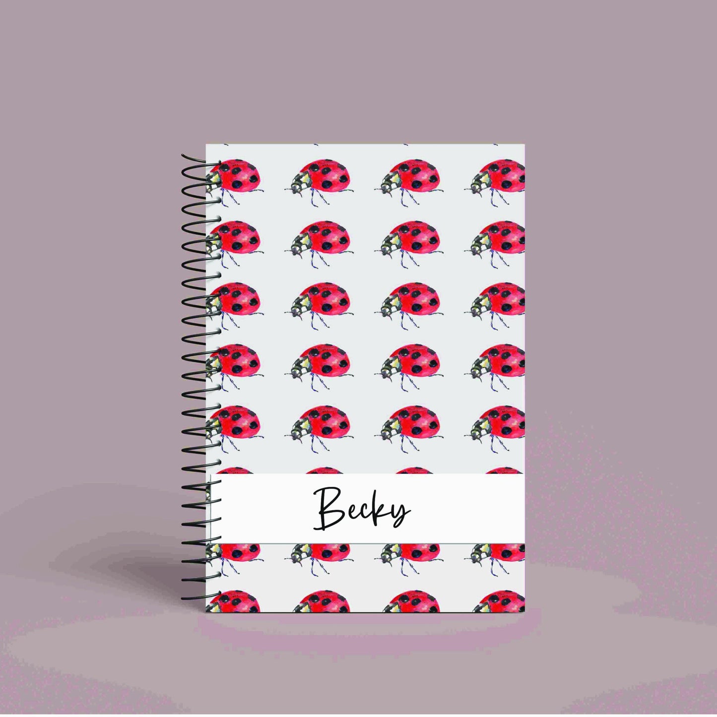 Personalised Custom A5 Ladybird Themed Notebook | Lined or Plain | Matching Wrapping Paper | 60 Pages | Wire Bound | Ladybird Gift