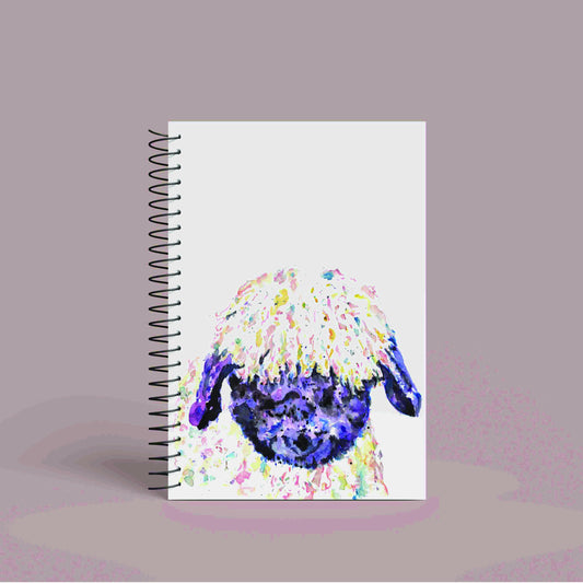 Personalised Custom A5 Valais Sheep Themed Notebook | Lined or Plain | Matching Wrapping Paper | 60 Pages | Wire Bound