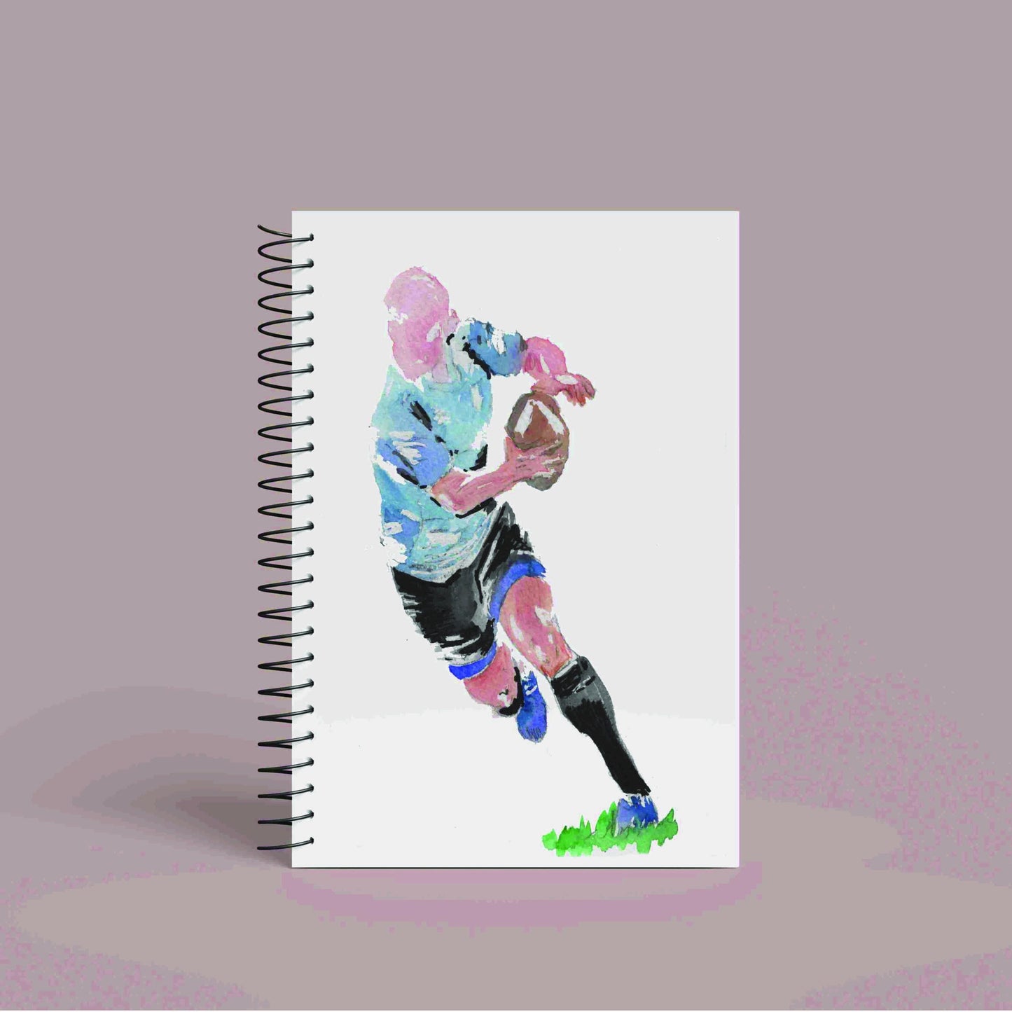 Personalised Custom A5 Rugby Themed Notebook | Lined or Plain | Matching Wrapping Paper | 60 Pages | Wire Bound