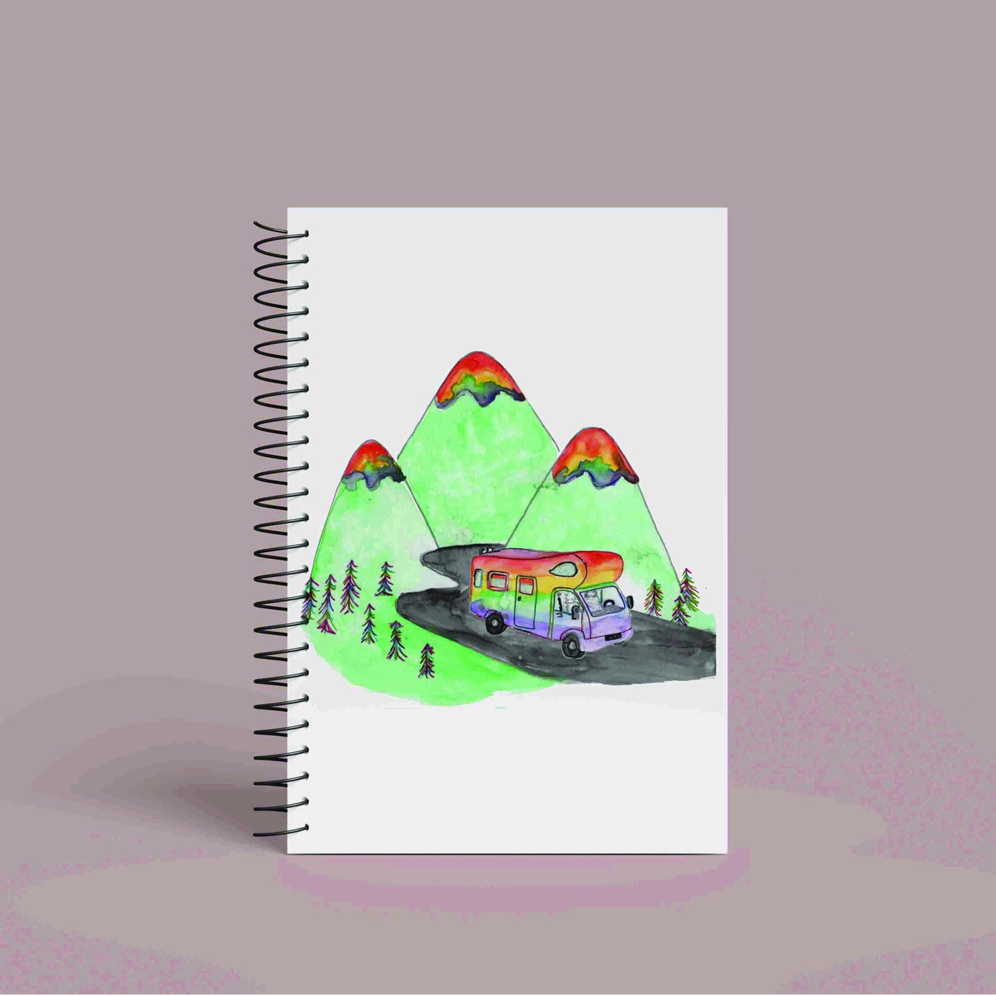 Personalised Custom A5 Campervan, Camping Themed Notebook | Lined or Plain | Matching Wrapping Paper | 60 Pages | Wire Bound