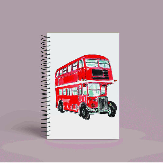 A5 Personalised Double Decker Bus Notebook | 60 Pages | Lined or Plain Paper | Matching Wrapping Paper Available | Custom Notebook Gift