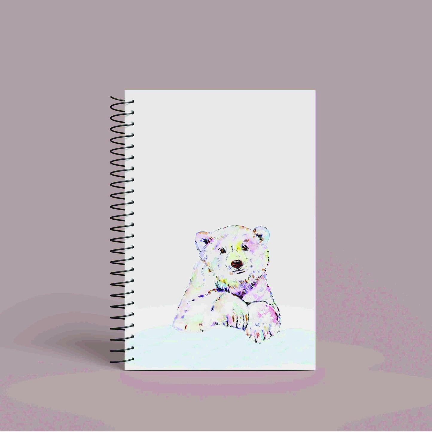 Personalised Custom A5 Polar Bear Themed Notebook | Lined or Plain | Matching Wrapping Paper | 60 Pages | Wire Bound