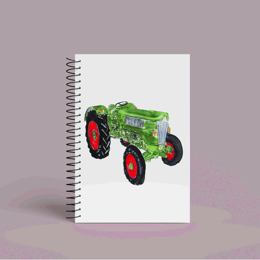 A5 Green Vintage Tractor Notebook | 60 Pages Lined or Plain | Retro Farm Notebook | Gift for Tractor Enthusiasts & Farmers