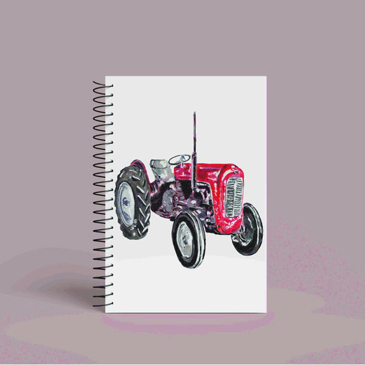 A5 Red Vintage Tractor Notebook | 60 Pages Lined or Plain | Retro Farm Notebook | Gift for Tractor Enthusiasts & Farmers