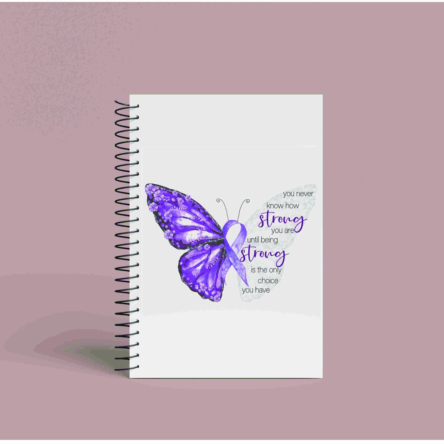 Purple Ribbon Butterfly Positivity A5 Notebook – Inspirational Journal | Positive Affirmation Notebook