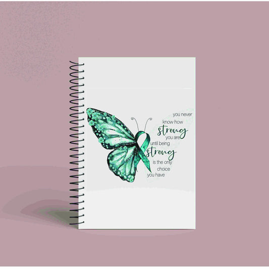 Teal Ribbon Positivity A5 Notebook – Inspirational Journal for Ovarian Cancer & PTSD Awareness | Positive Affirmation Notebook