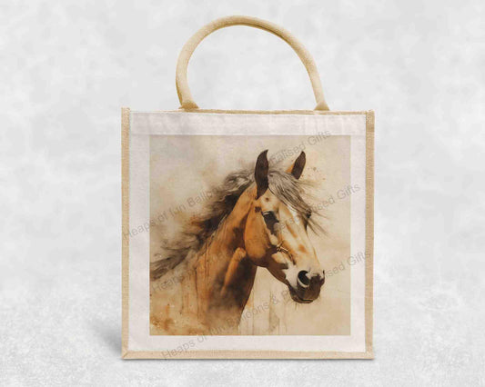 Horse Eco-Friendly Jute Bag with our Animal Design | Reusable Shopping Tote 30 x 30 x 19 cm | Sustainable Gift