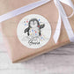 24 Personalised Gloss Christmas Sticker Labels, Christmas Gift Labels, Penguin Christmas Stickers