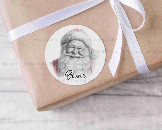 24 Personalised Gloss Christmas Sticker Labels, Christmas Gift Labels, Jolly Santa Christmas Stickers