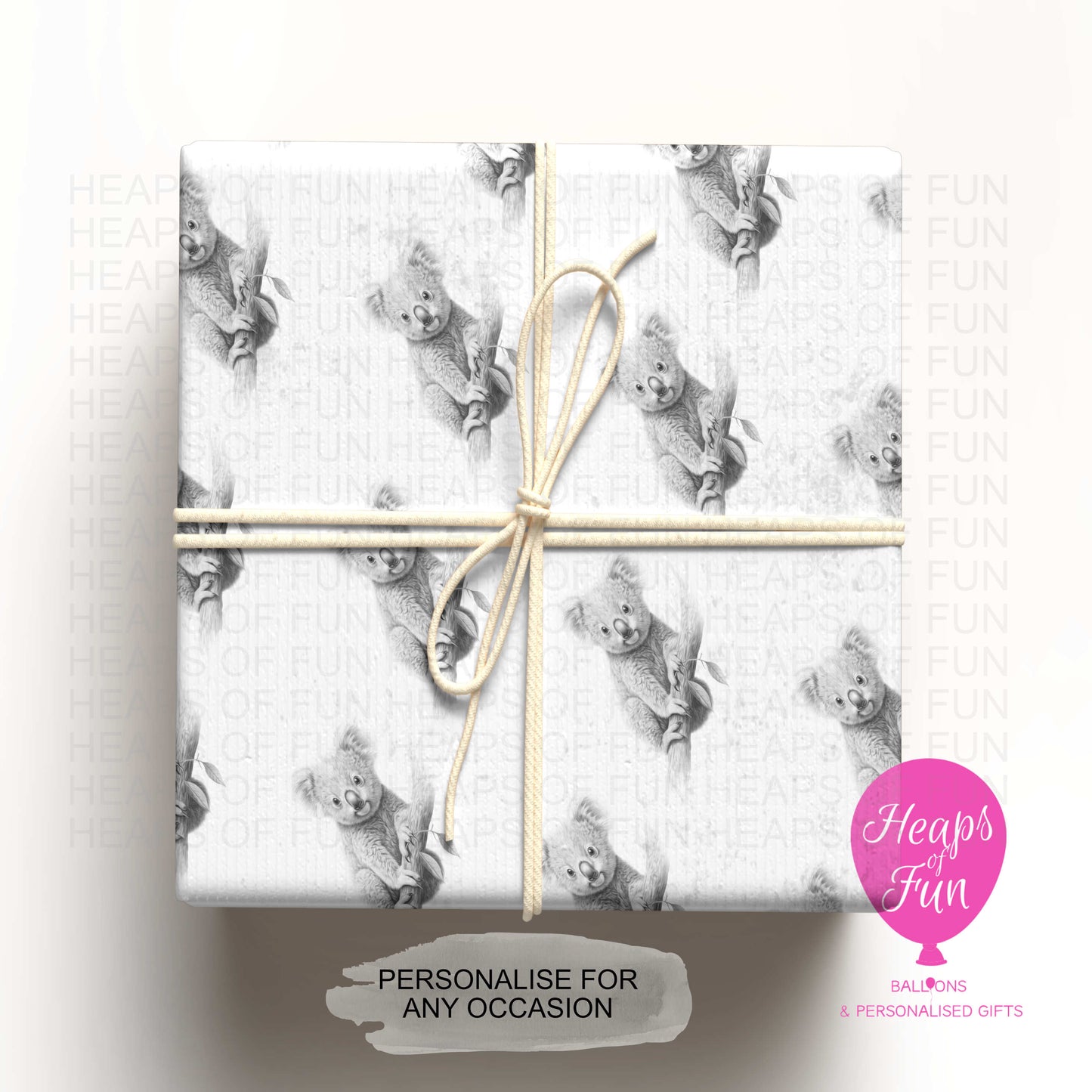 Personalised Koala Bear Wrapping Paper – Custom Name Gift Wrap for Birthday, Retirement ,  & Any Special Occasion,   Animal Gift Wrap , From £2.99