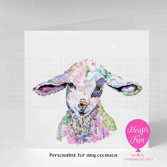 Personalised Lamb Greeting Card | Cute Farm Animal Card for Any Occasion