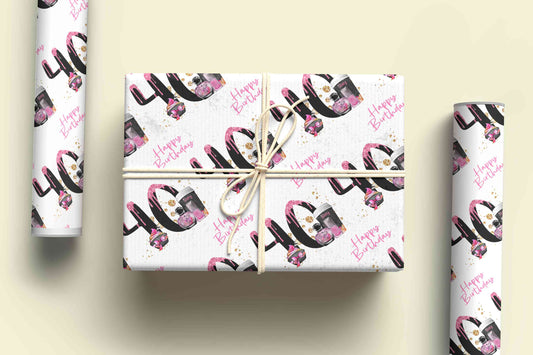 Makeup 40th Milestone Birthday Wrapping Paper
