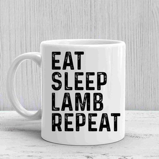 Eat Sleep Lamb Repeat Mug | Funny Sheep Lover Gift | Ceramic Coffee Mug