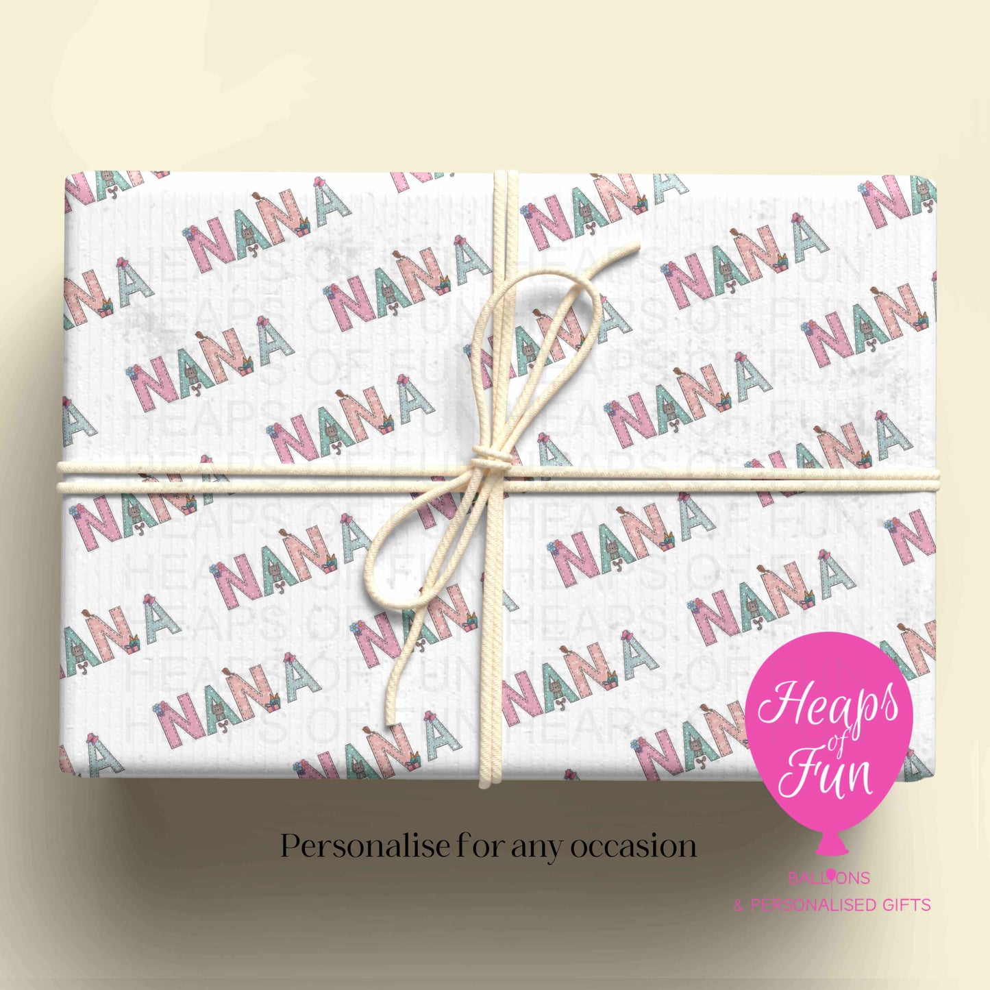 Nana Wrapping Paper – Nanny Gift Wrap – Personalised Wrapping Paper for Nana Birthday, Christmas & Special Gifts