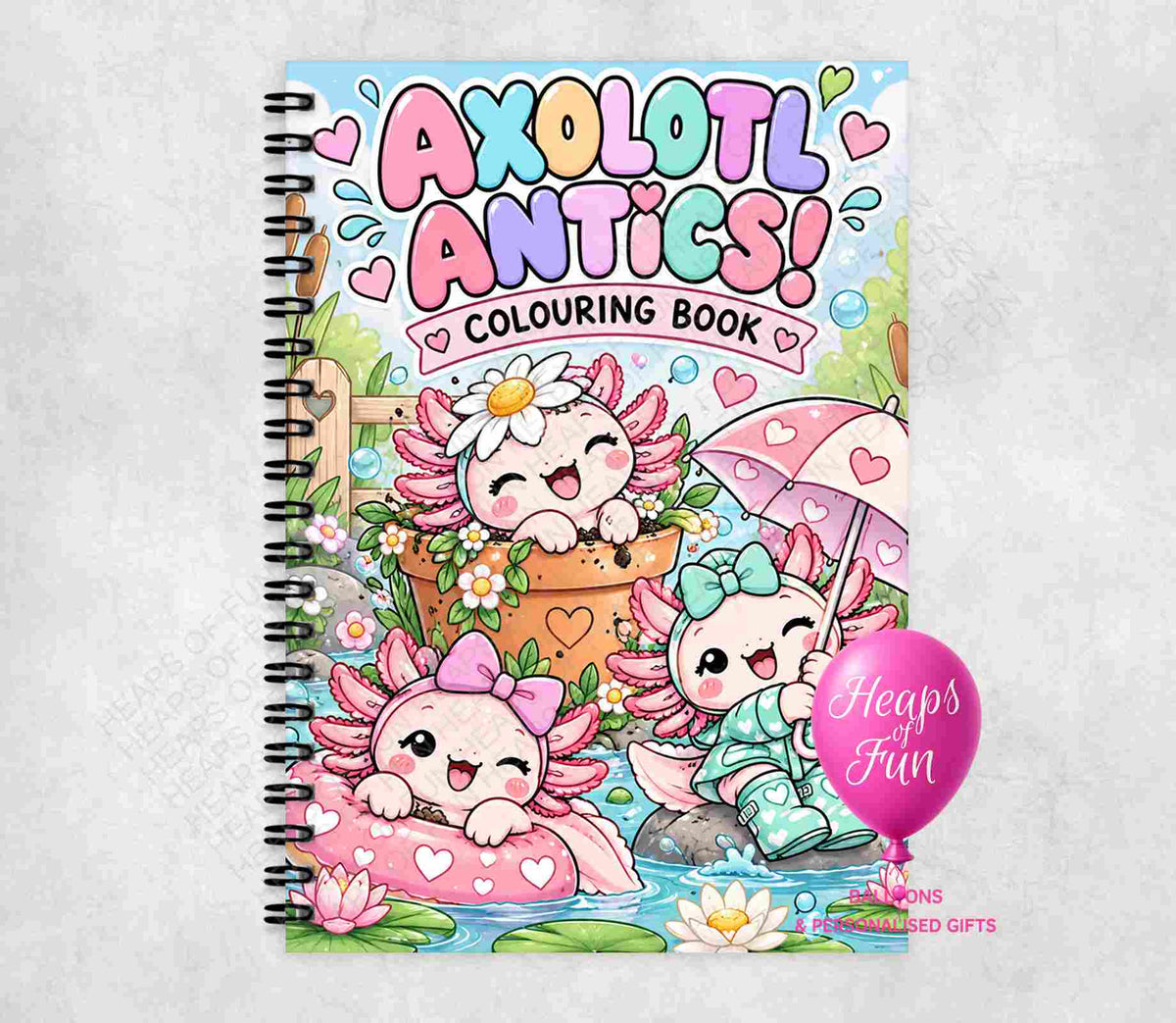 Axolotl Antics Colouring Book for Kids | 20 Cute Axolotl Colouring Pages
