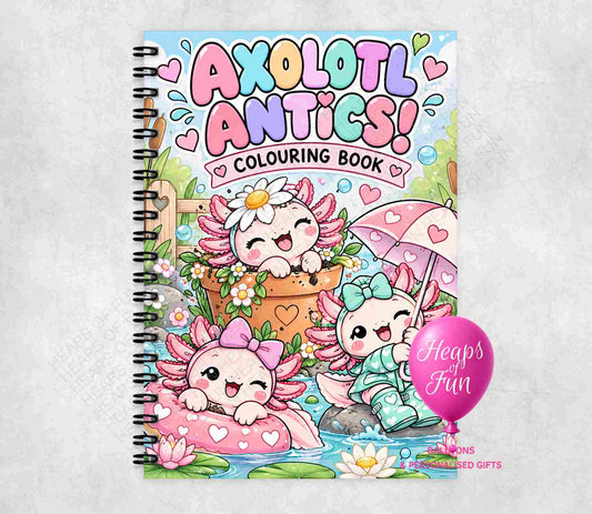 Axolotl Antics colouring book for kids cover