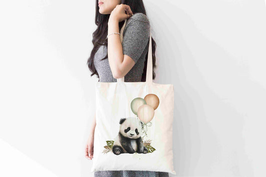 Panda Tote Bag – Cute Balloon Jungle Animal Design