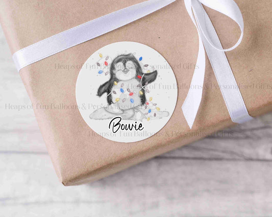 Personalised Penguin Christmas Stickers
