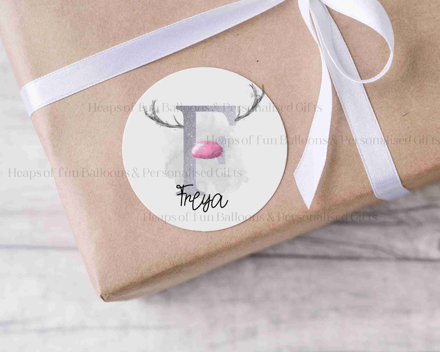 Personalised Reindeer Inital Christmas Stickers - 3 colours available