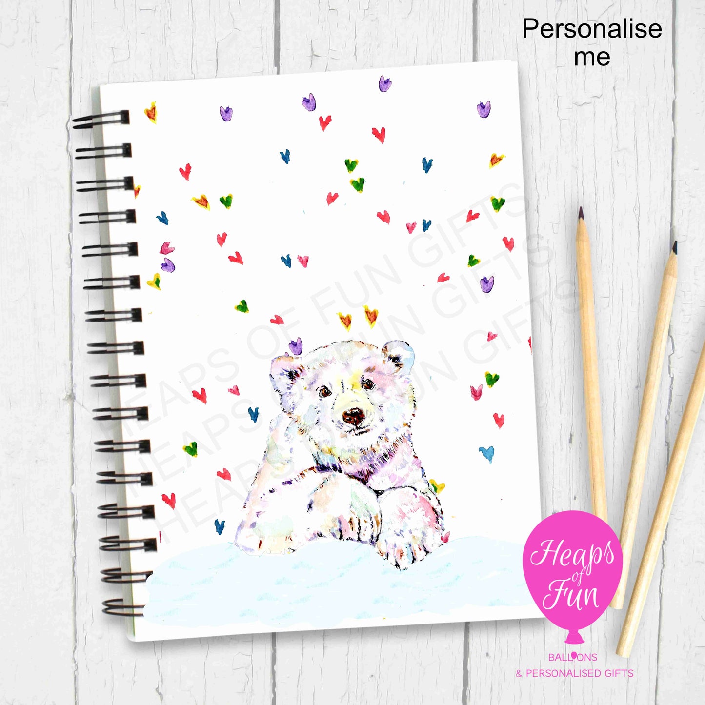 A5 Personalised Notebook – Polar Bear Design | Custom Name Journal