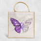 Purple Ribbon Butterfly Positivity Eco-Friendly Jute Bag