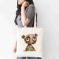 Quirky Patchwork Bear Tote Bag – Whimsical Colourful Animal Design