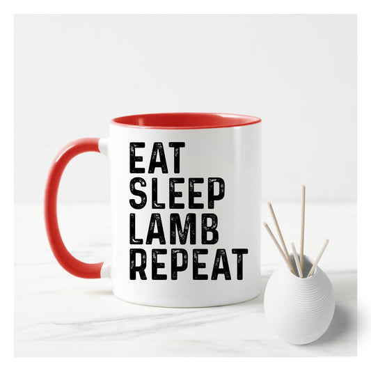 Eat Sleep Lamb Repeat Mug | Funny Sheep Lover Gift | Ceramic Coffee Mug