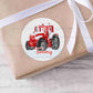 Personalised Red Tractor Christmas Stickers