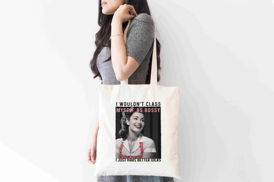Retro Woman Tote Bag – Funny Bossy Quote  Shopper