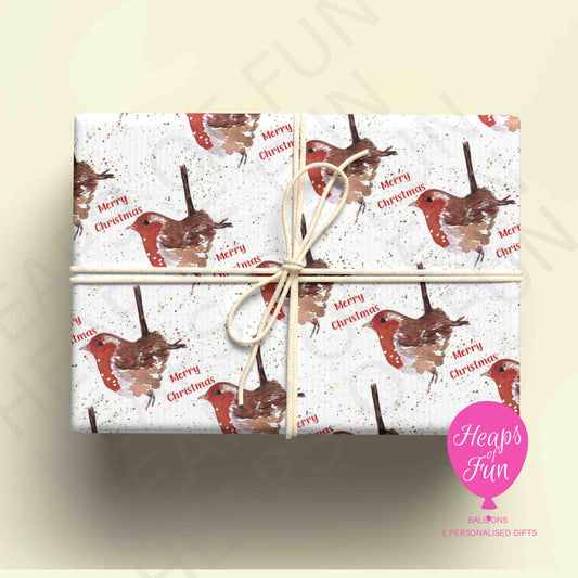 Personalised Robin Christmas Wrapping Paper – Custom Name Gift Wrap
