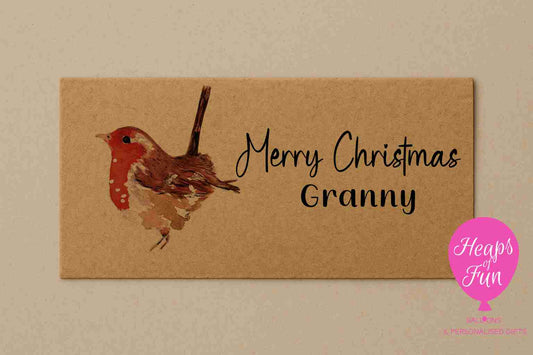 Personalised Robin Christmas Envelope – Perfect for Gifting Money, Vouchers & Gift Cards