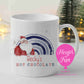 Personalised hot chocolate mug with Santa and navy Ho Ho Ho Merry Christmas rainbow