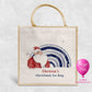 Personalised Christmas Eve bag with Santa and navy Ho Ho Ho Merry Christmas rainbow