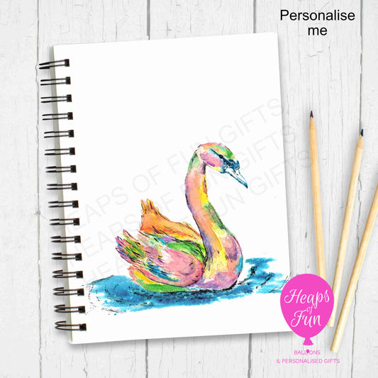 A5 Personalised Notebook – Swan Design | Custom Name Journal